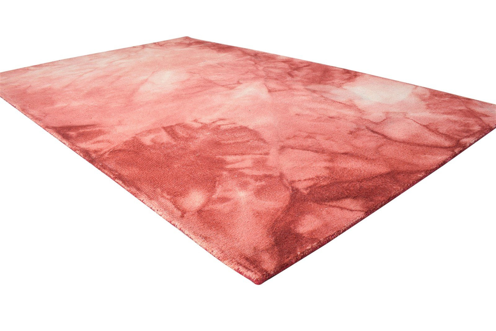 5' X 8' Rug Wool Red Modern Hand Tufted Shibori Tie Dye Room Size Carpet 