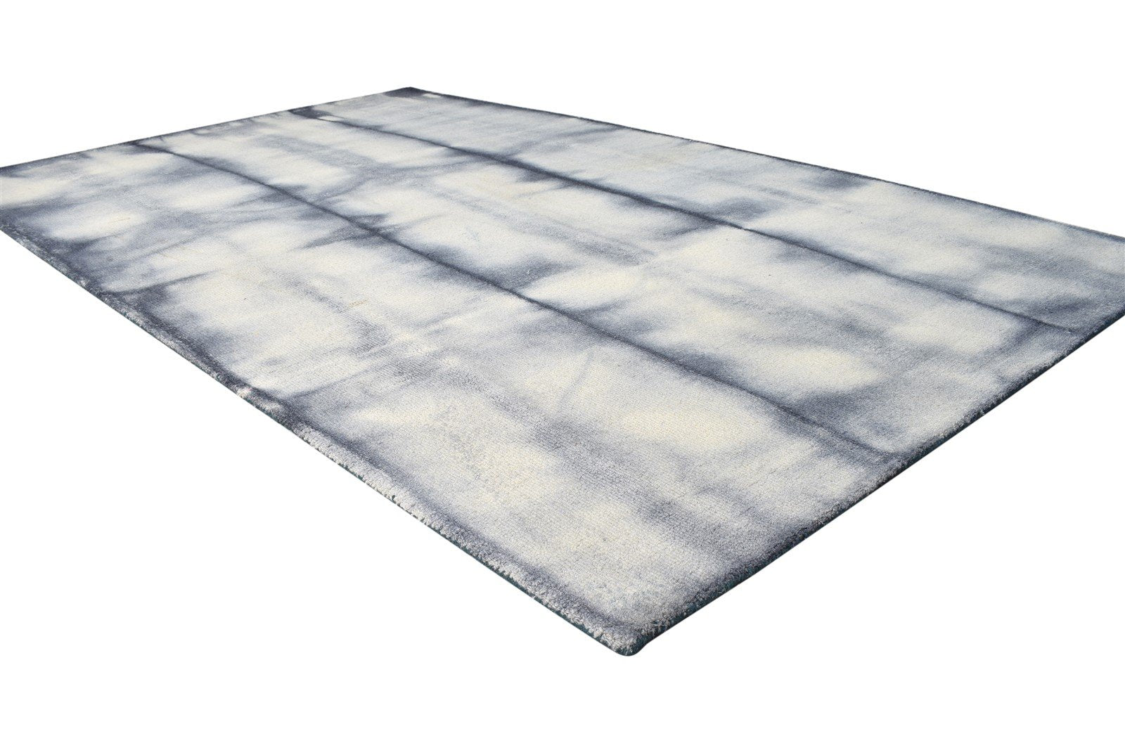 Charcoal Wool Rug 5' X 8' Modern Hand Tufted Shibori Tie Dye Room Size Carpet 