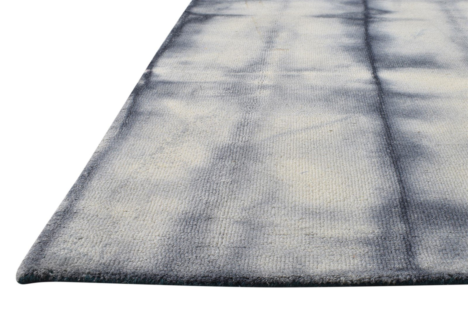 Charcoal Wool Rug 5' X 8' Modern Hand Tufted Shibori Tie Dye Room Size Carpet 