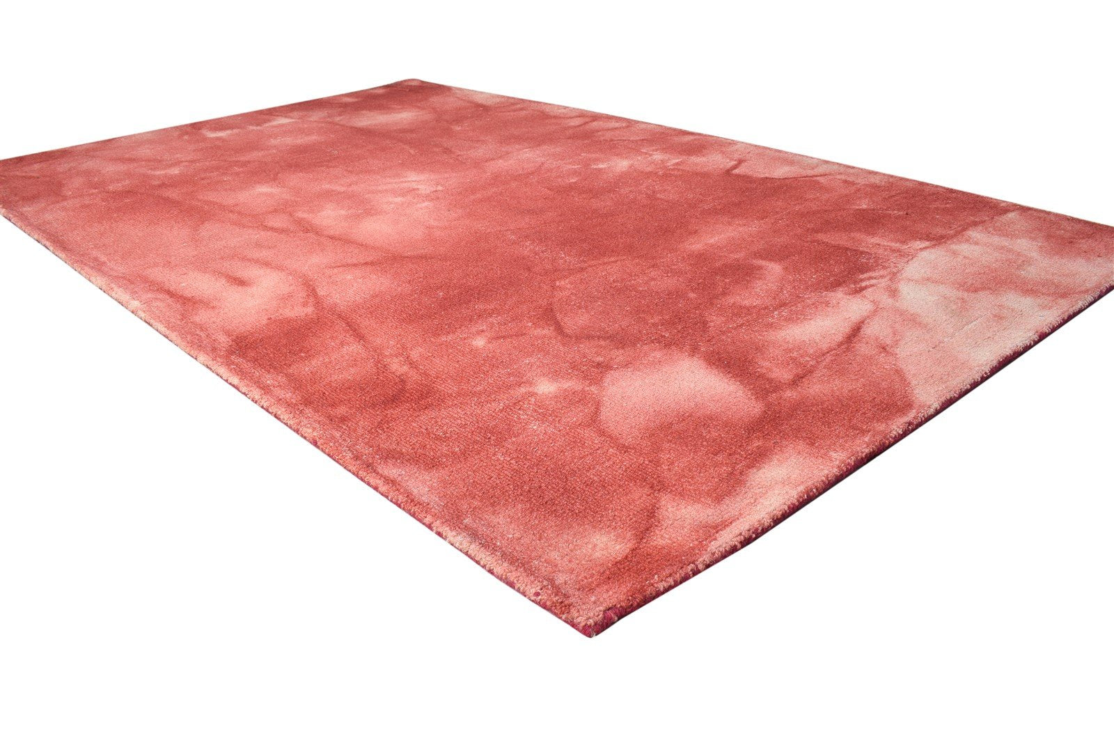 Wool Red Rug 5' X 8' Modern Hand Tufted Shibori Tie Dye Room Size Carpet 