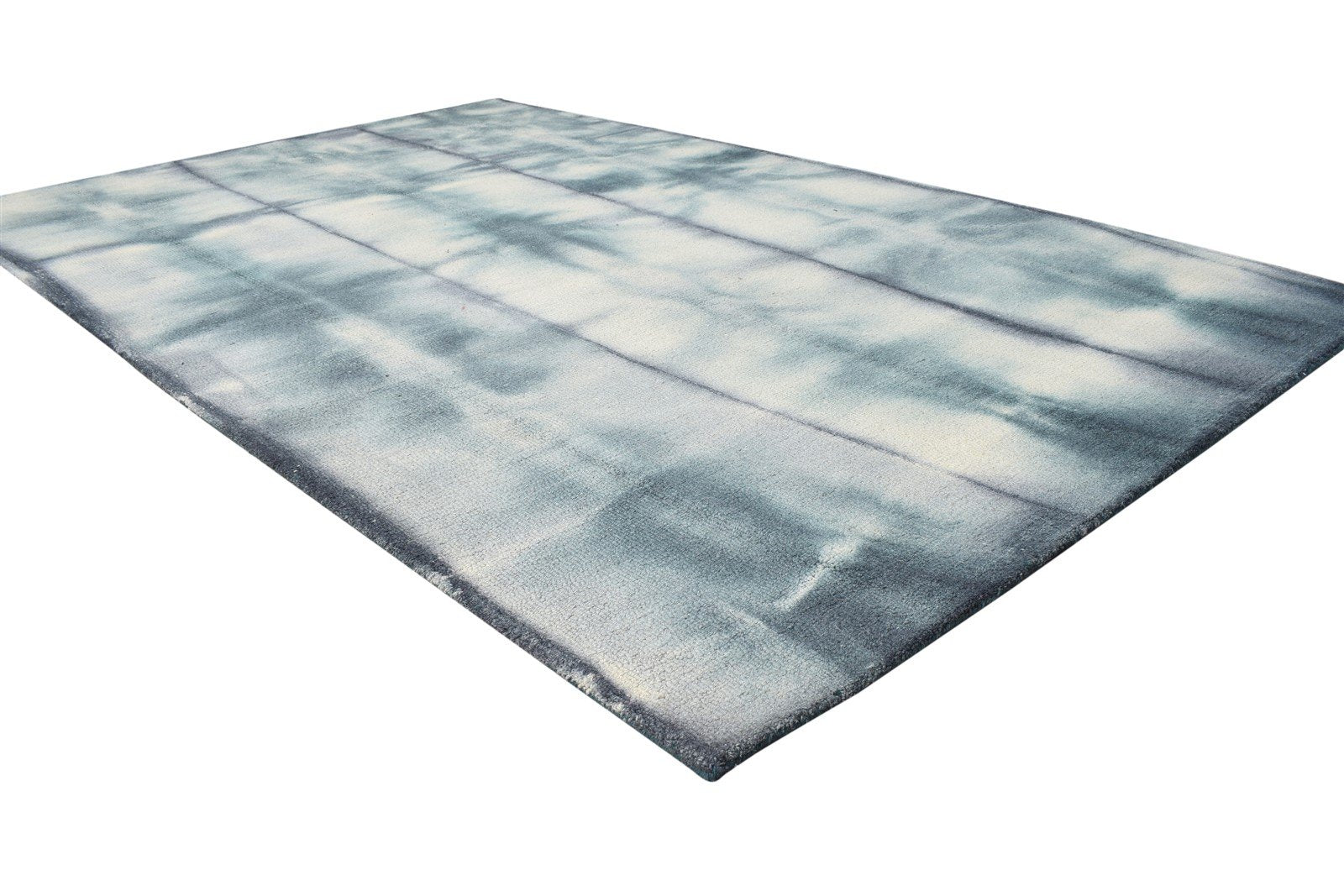 5' X 8' Rug Wool Charcoal Modern Hand Tufted Shibori Tie Dye Room Size Carpet 