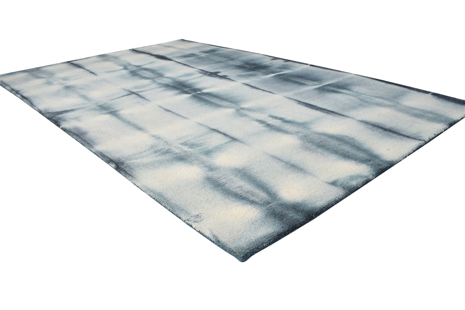 Hand Tufted Charcoal Wool Rug 5' X 8' Modern Shibori Tie Dye Room Size Carpet 