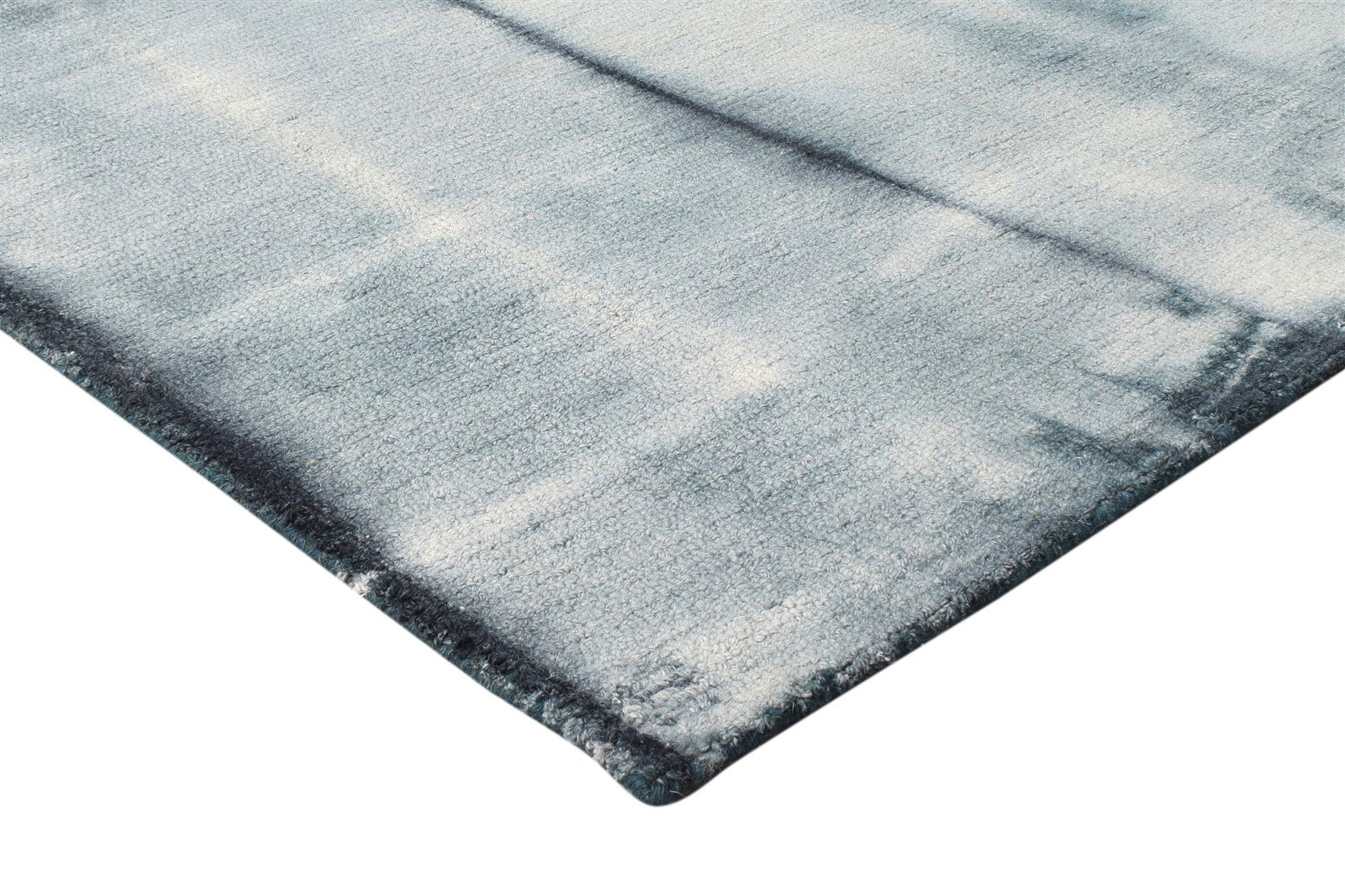 Charcoal Wool Rug 5' X 8' Modern Hand Tufted Shibori Tie Dye Room Size Carpet 