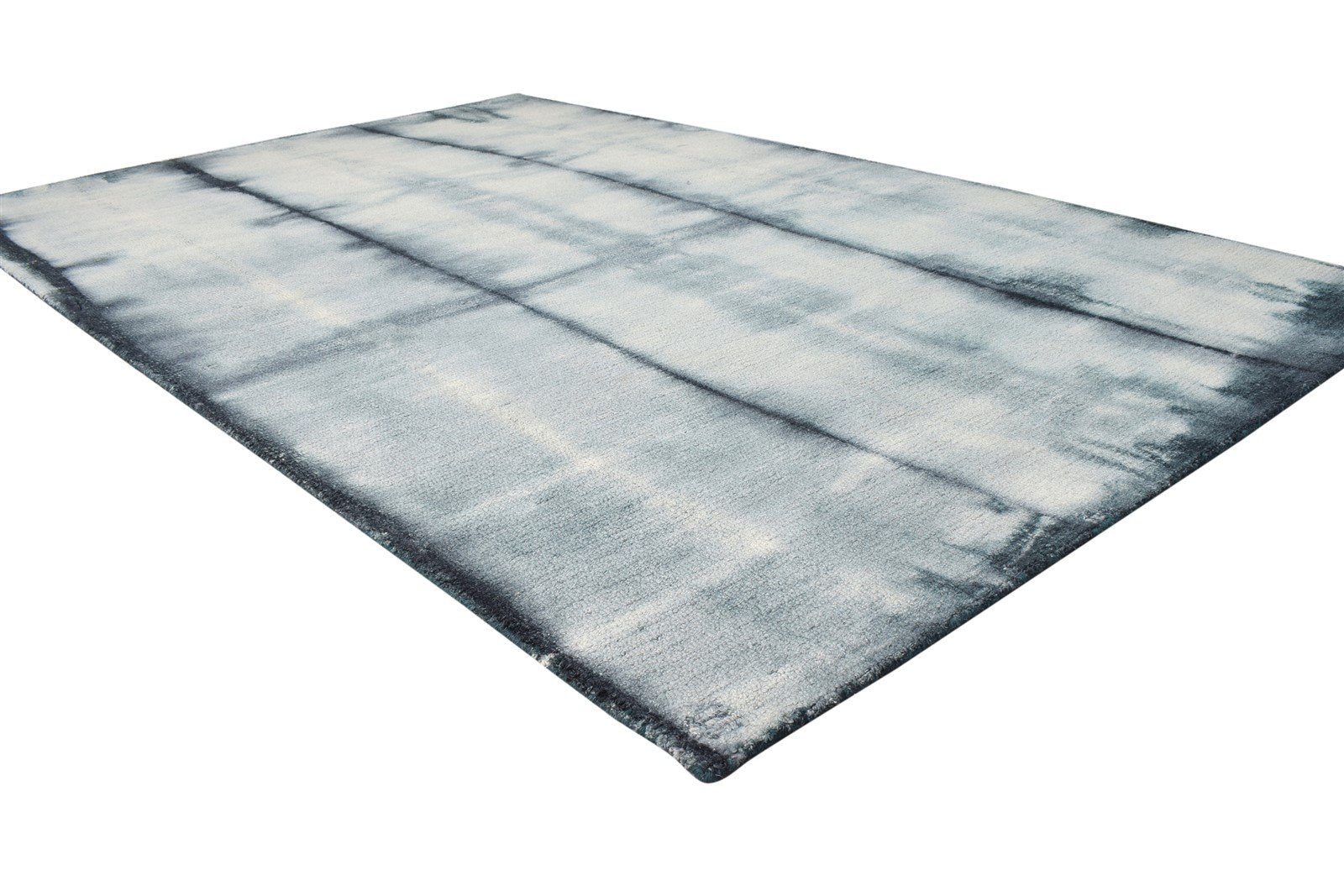 Charcoal Wool Rug 5' X 8' Modern Hand Tufted Shibori Tie Dye Room Size Carpet 