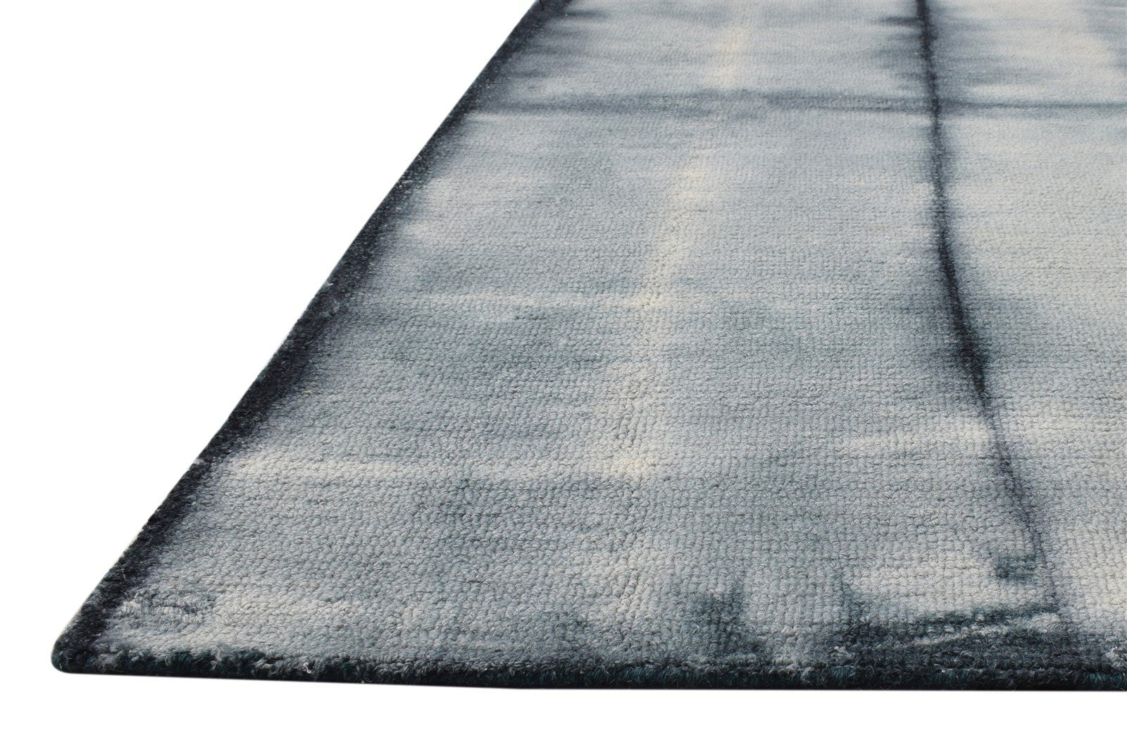 Charcoal Wool Rug 5' X 8' Modern Hand Tufted Shibori Tie Dye Room Size Carpet 