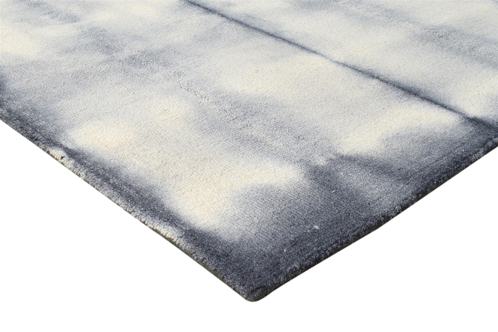 5' X 8' Rug Wool Charcoal Modern Hand Tufted Shibori Tie Dye Room Size Carpet 