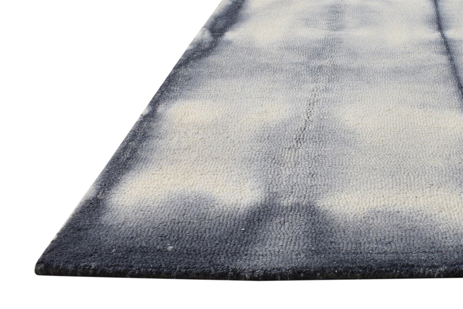 5' X 8' Rug Wool Charcoal Modern Hand Tufted Shibori Tie Dye Room Size Carpet 