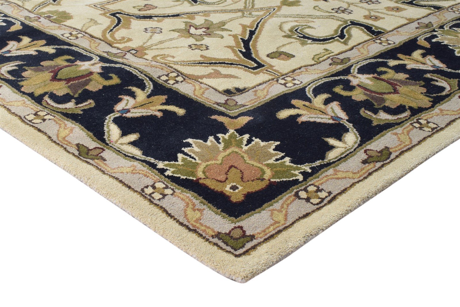 Beige Wool Rug 8' X 10' Persian Hand Tufted Mughal Oriental Large Carpet 