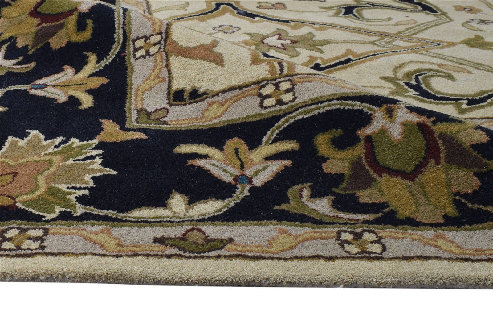 Beige Wool Rug 8' X 10' Persian Hand Tufted Mughal Oriental Large Carpet 