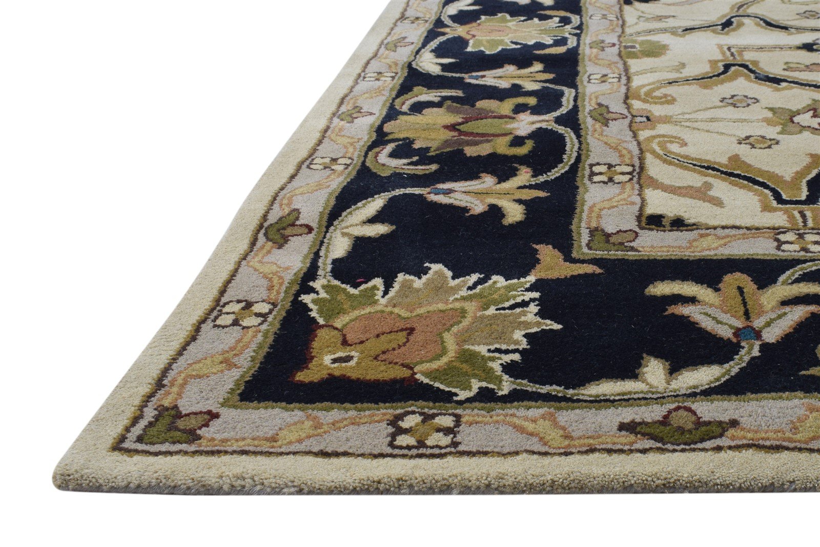 Beige Wool Rug 8' X 10' Persian Hand Tufted Mughal Oriental Large Carpet 