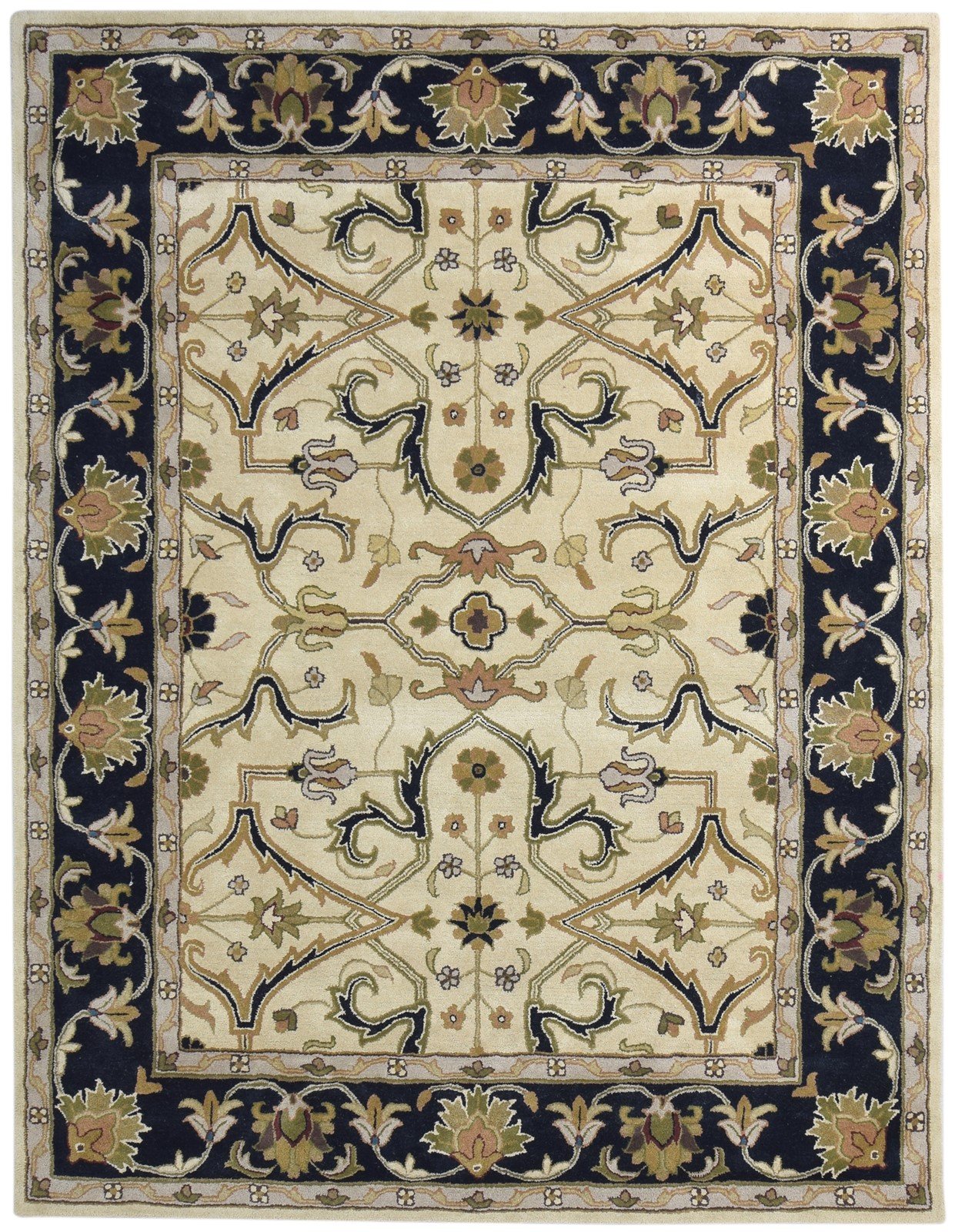 Beige Wool Rug 8' X 10' Persian Hand Tufted Mughal Oriental Large Carpet 