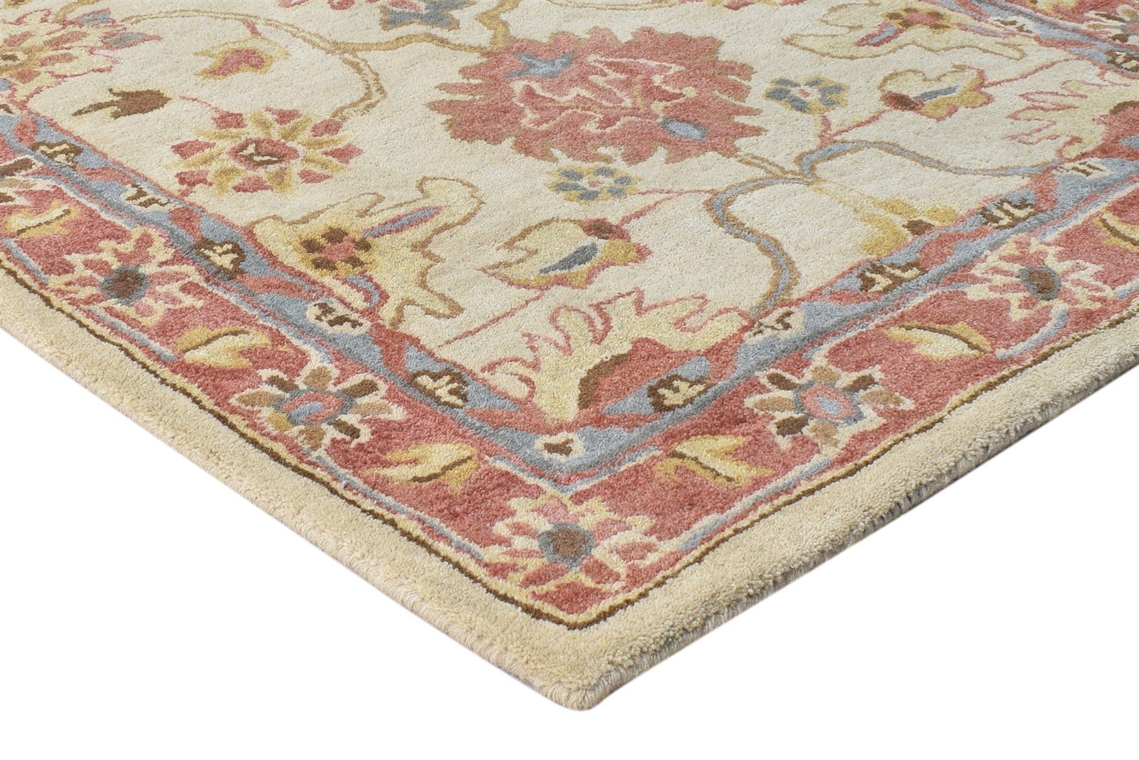 Hand Tufted Beige Wool Rug 3' X 5' Persian Oushak Oriental Room Size Carpet 