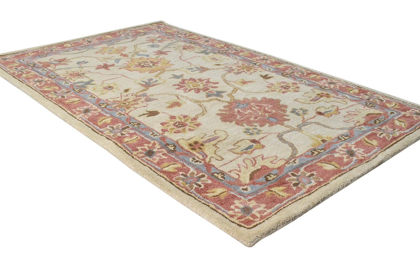 Hand Tufted Beige Wool Rug 3' X 5' Persian Oushak Oriental Room Size Carpet 