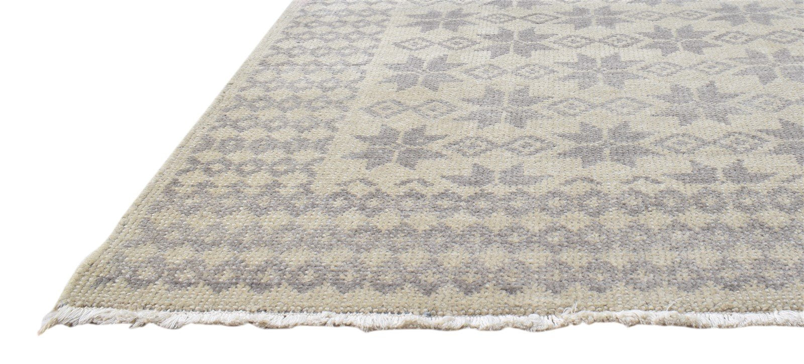 Hand Knotted Ivory Wool Rug 5' X 8' Modern Scandinavian Stars Room Size Carpet