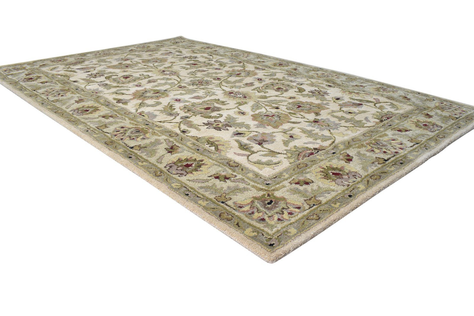 Hand Tufted Beige Wool Rug 5' X 8' Persian Kashan Oriental Room Size Carpet 