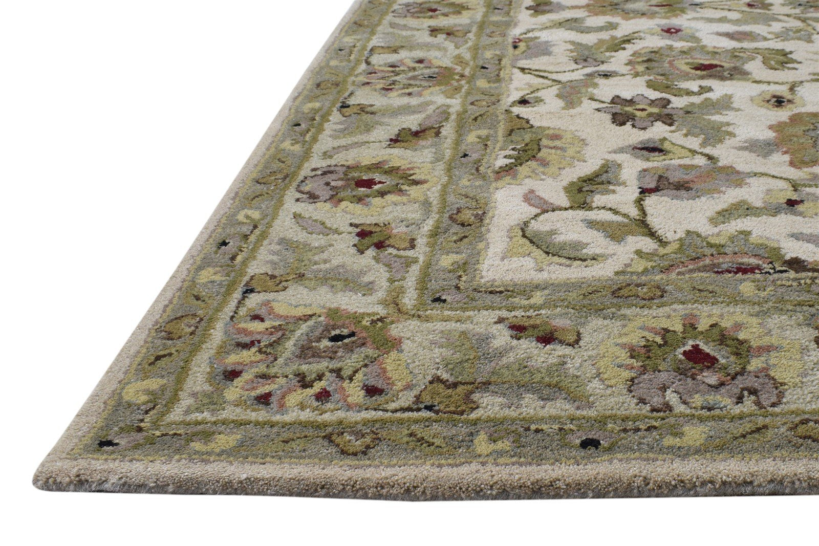 Hand Tufted Beige Wool Rug 5' X 8' Persian Kashan Oriental Room Size Carpet 