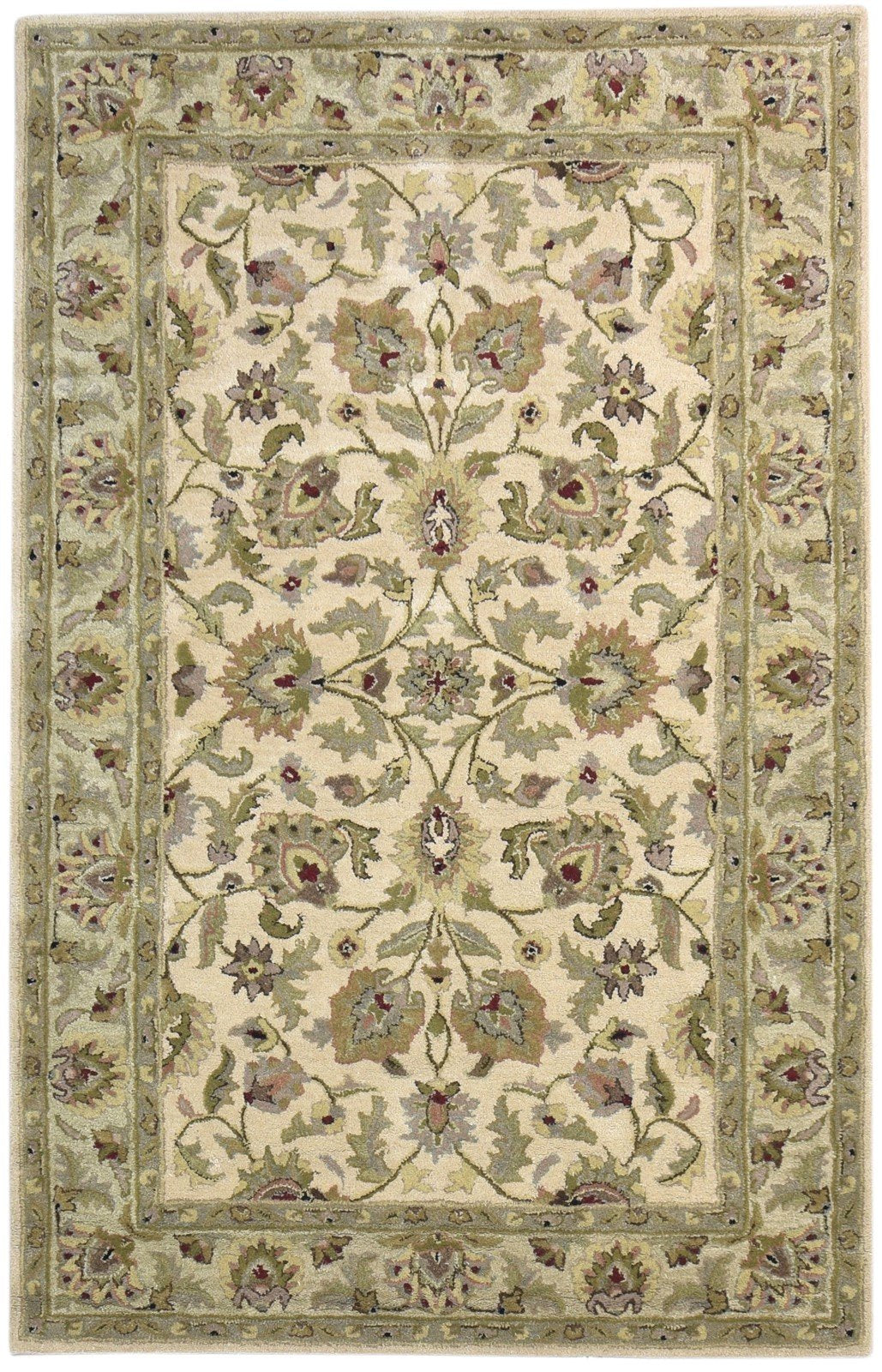 Hand Tufted Beige Wool Rug 5' X 8' Persian Kashan Oriental Room Size Carpet 