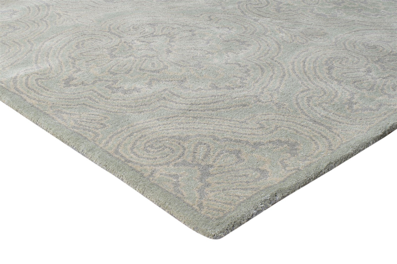 5' X 8' Rug Wool Grey Modern Hand Tufted European Damask Room Size Carpet 