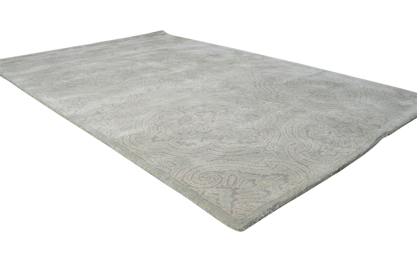 5' X 8' Rug Wool Grey Modern Hand Tufted European Damask Room Size Carpet 