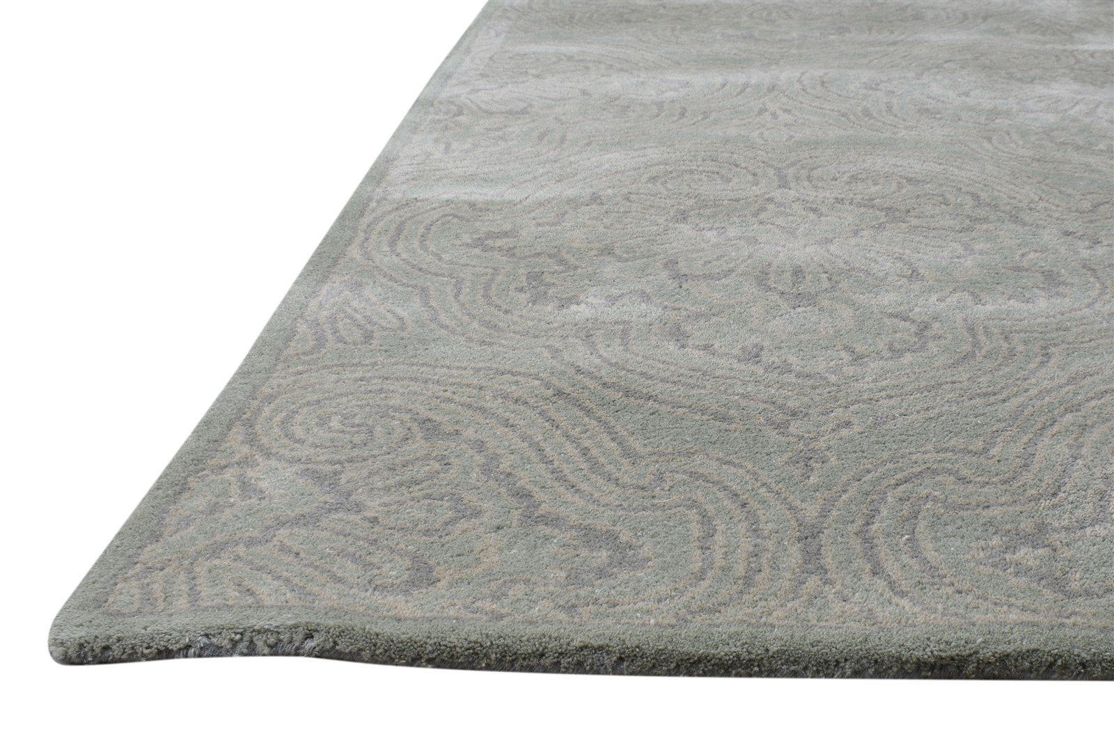 5' X 8' Rug Wool Grey Modern Hand Tufted European Damask Room Size Carpet 