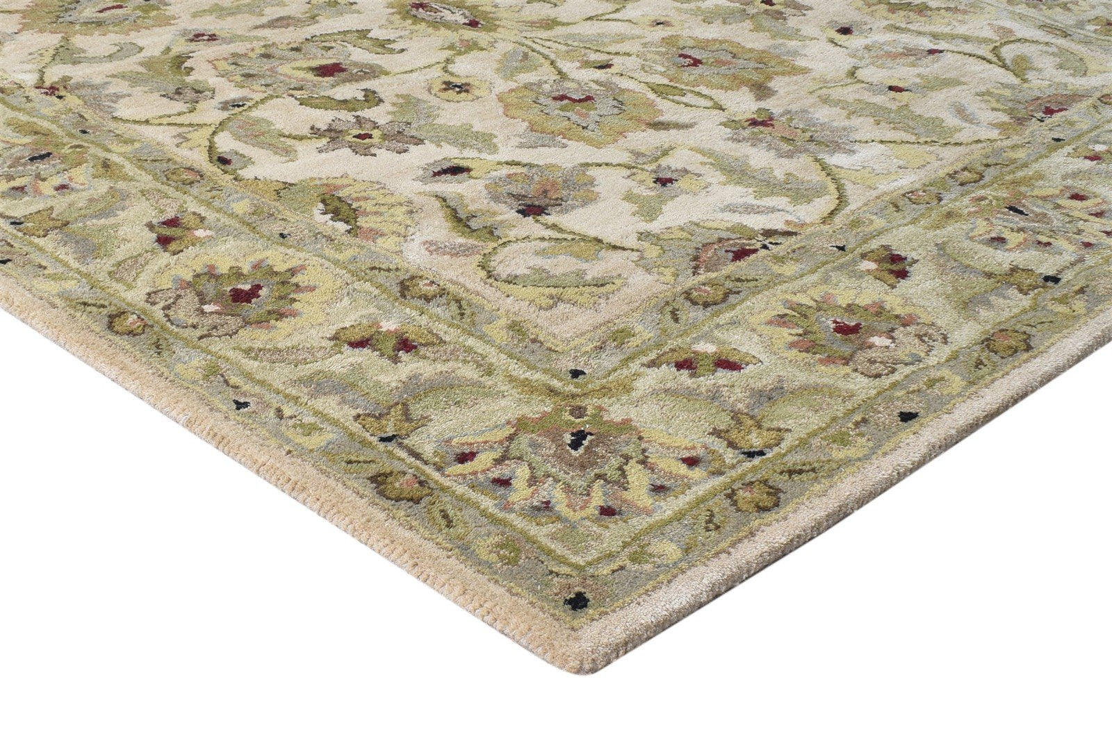 Hand Tufted Beige Wool Rug 5' X 8' Persian Kashan Oriental Room Size Carpet 