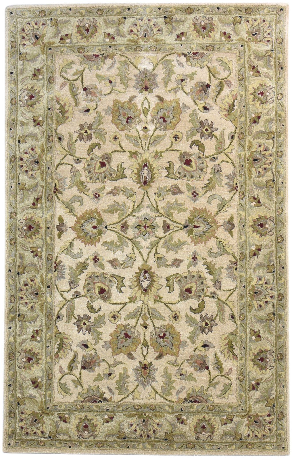 Hand Tufted Beige Wool Rug 5' X 8' Persian Kashan Oriental Room Size Carpet 