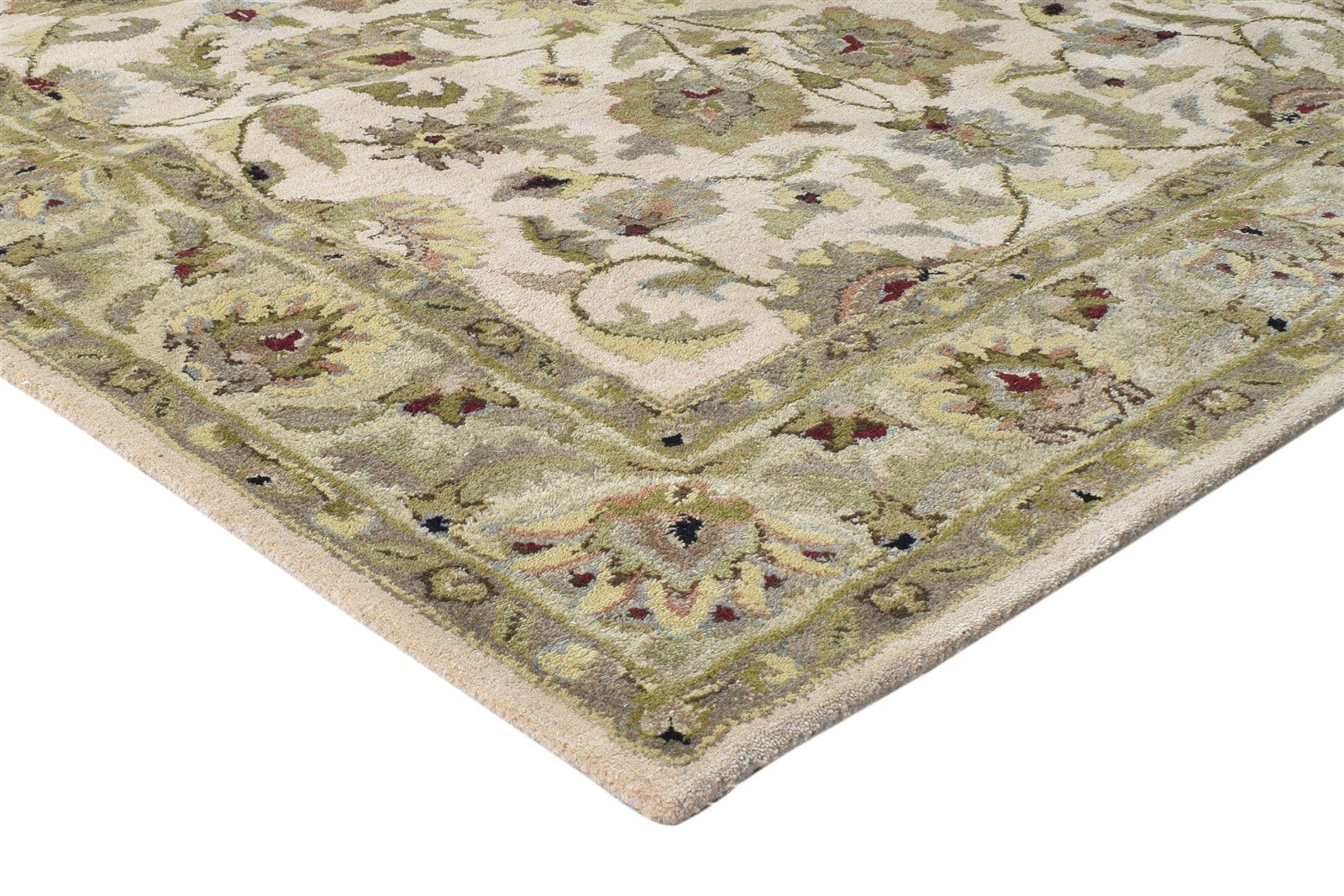 Beige Wool Rug 5' X 8' Persian Hand Tufted Kashan Oriental Room Size Carpet 