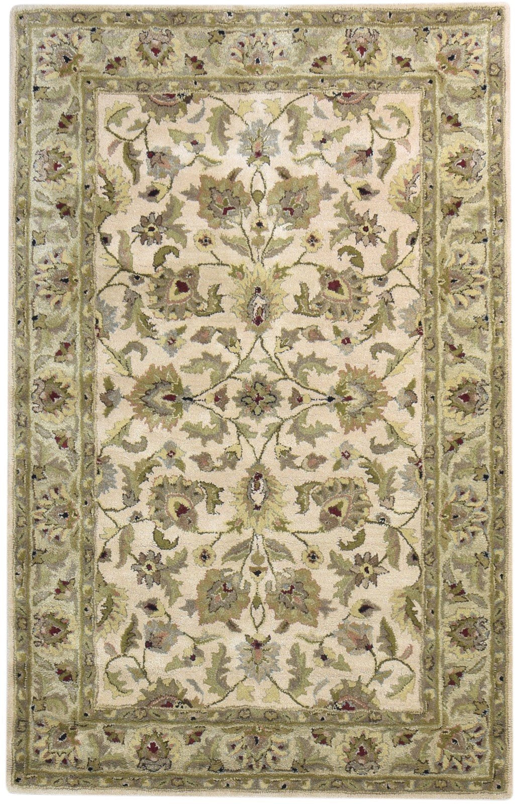 Beige Wool Rug 5' X 8' Persian Hand Tufted Kashan Oriental Room Size Carpet 