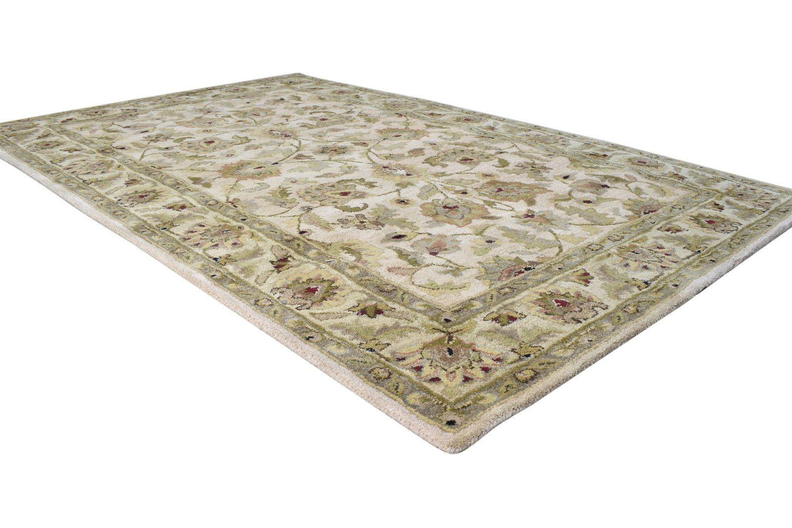 Wool Beige Rug 5' X 8' Persian Hand Tufted Kashan Oriental Room Size Carpet 