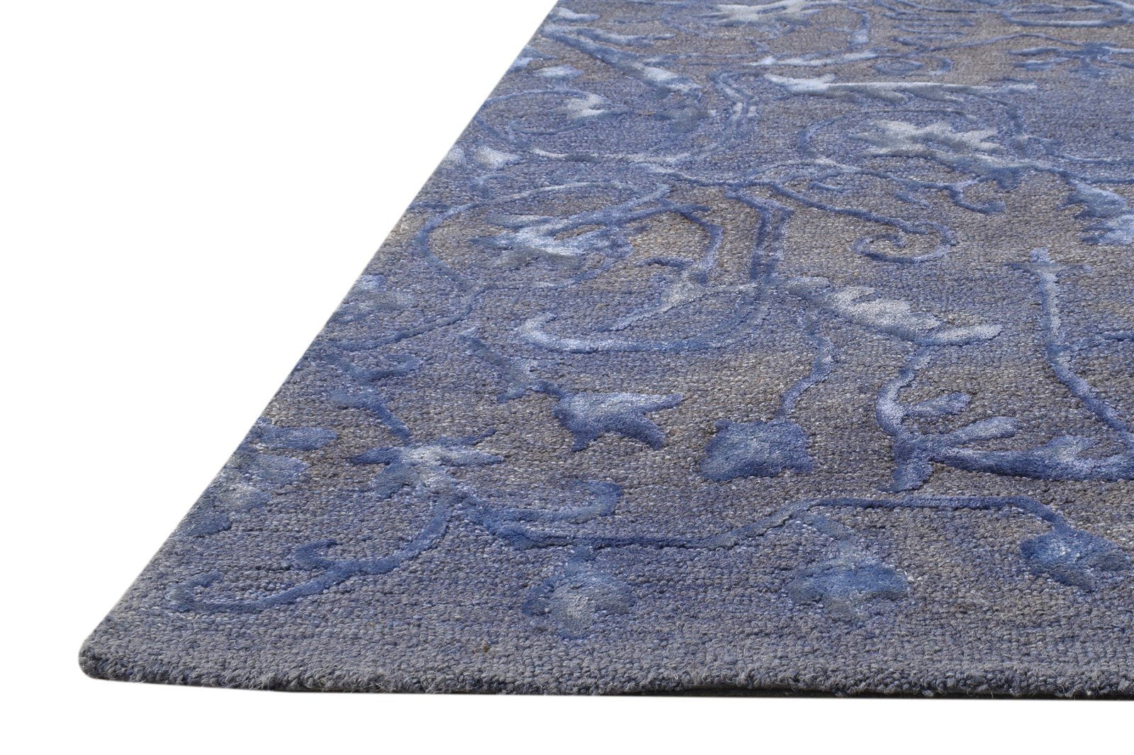 Wool / Silk Blue Rug 3' X 4' Modern Hand Tufted American Abstract Small Carpet 