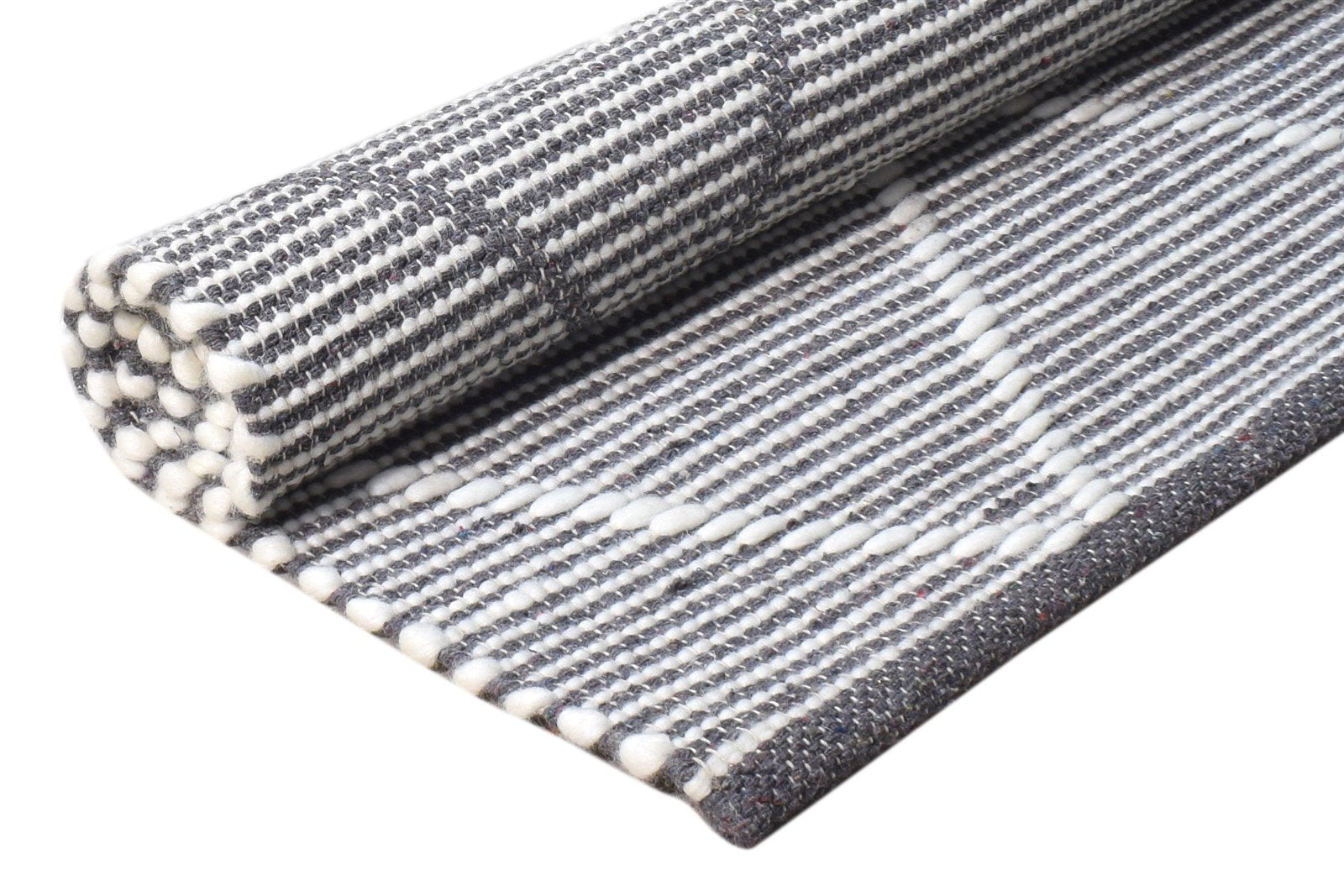 Hand Woven Charcoal New Zealand Wool Rug 3X4 Modern Scandinavian Geometric Small 