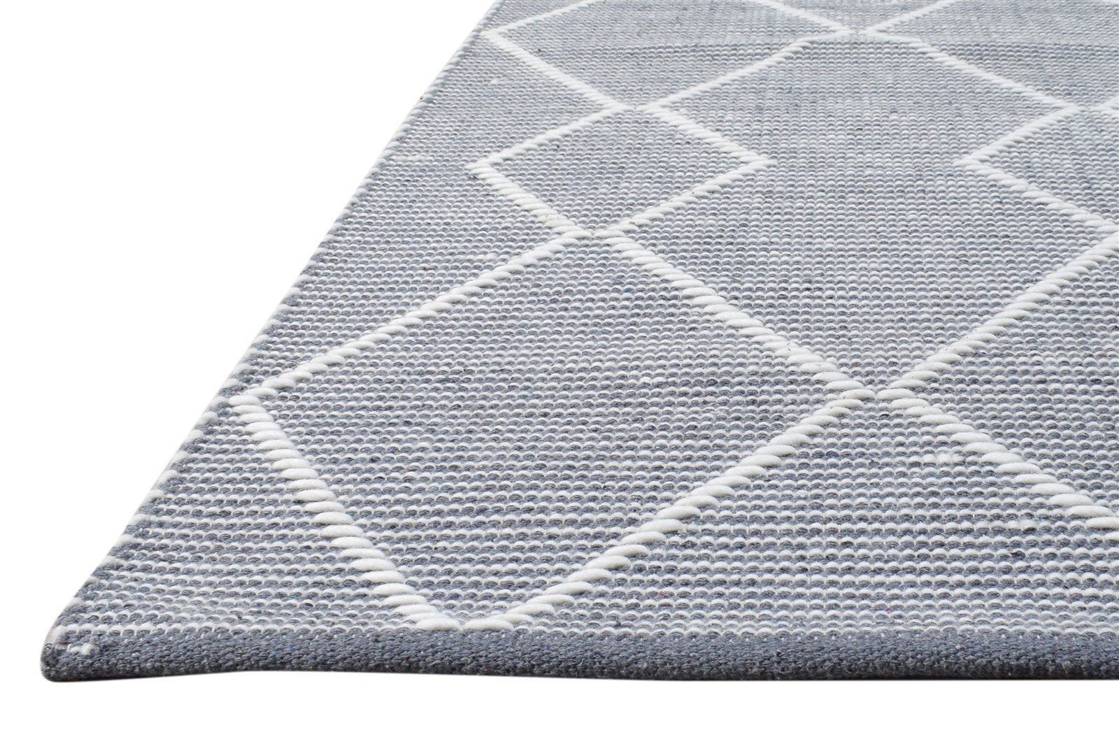 Charcoal New Zealand Wool Rug 3X4 Modern Hand Woven Scandinavian Geometric Small 