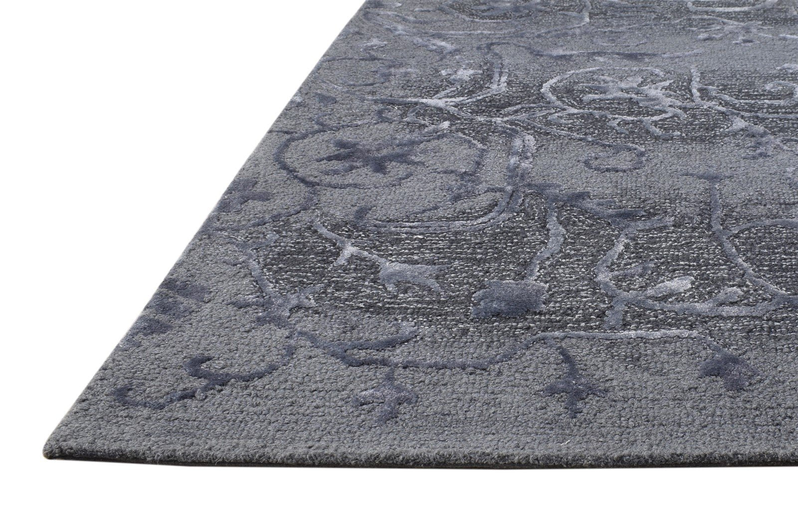 Hand Tufted Grey Wool / Silk Rug 3' X 4' Modern American Abstract Small Carpet 