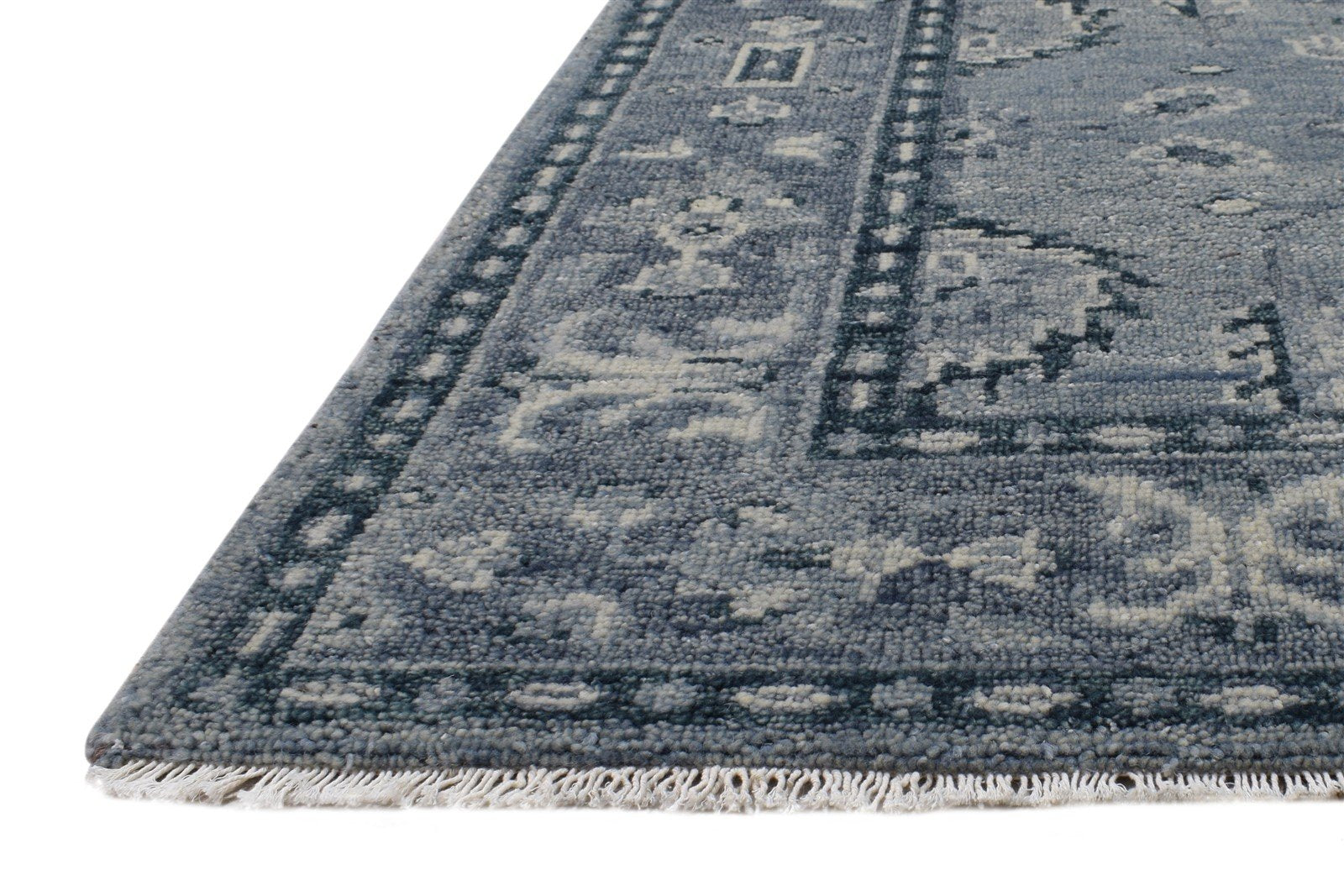 Grey New Zealand Wool Rug 3X4 Persian Hand Knotted Oushak Oriental Small Carpet 