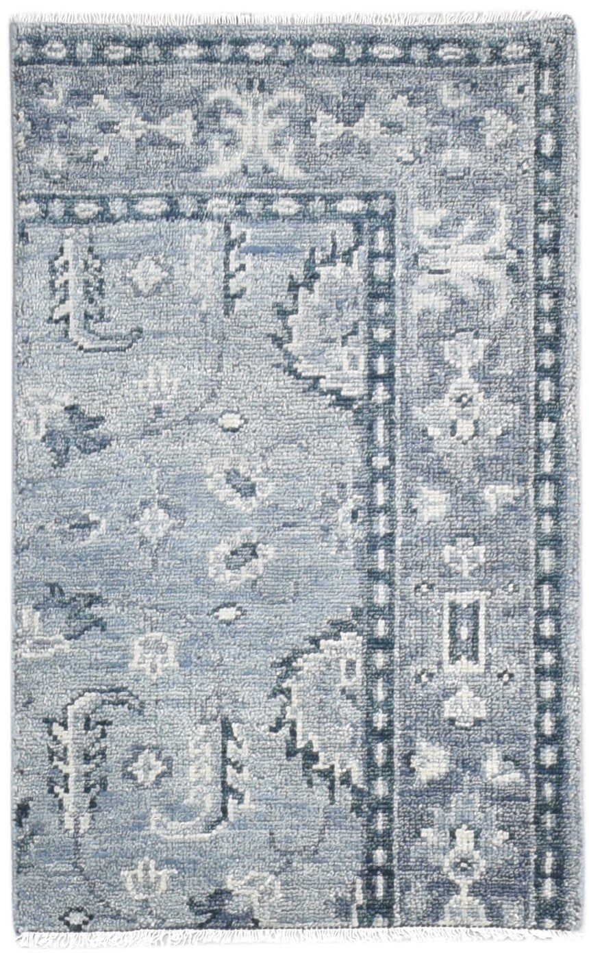 Grey New Zealand Wool Rug 3X4 Persian Hand Knotted Oushak Oriental Small Carpet 