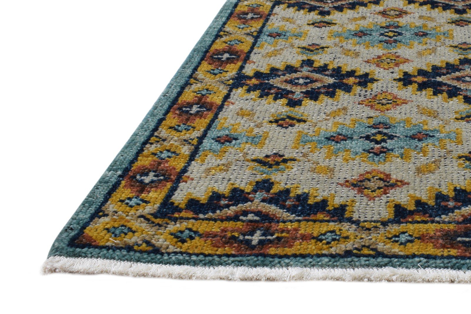 2X3 Rug New Zealand Wool Beige Persian Hand Knotted Kazak Oriental Small Carpet 