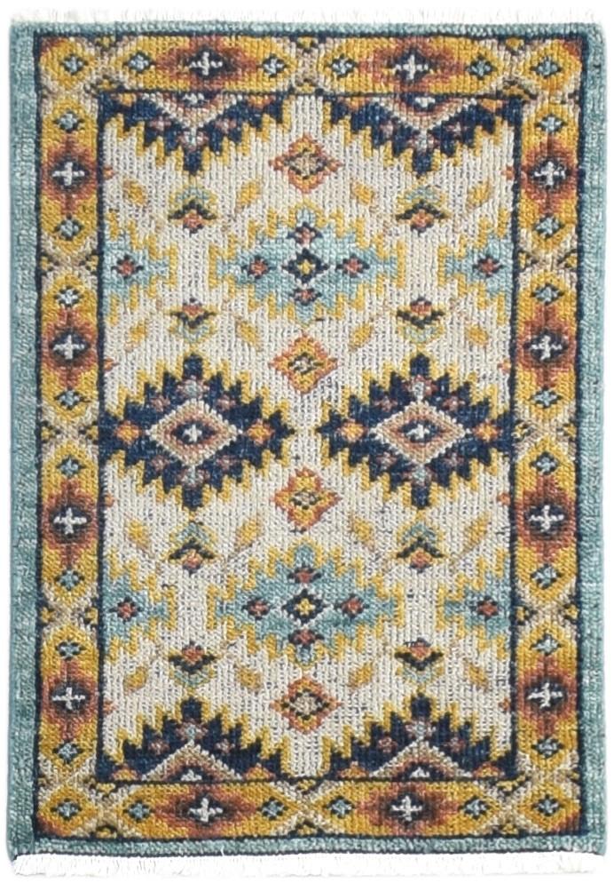 2X3 Rug New Zealand Wool Beige Persian Hand Knotted Kazak Oriental Small Carpet 