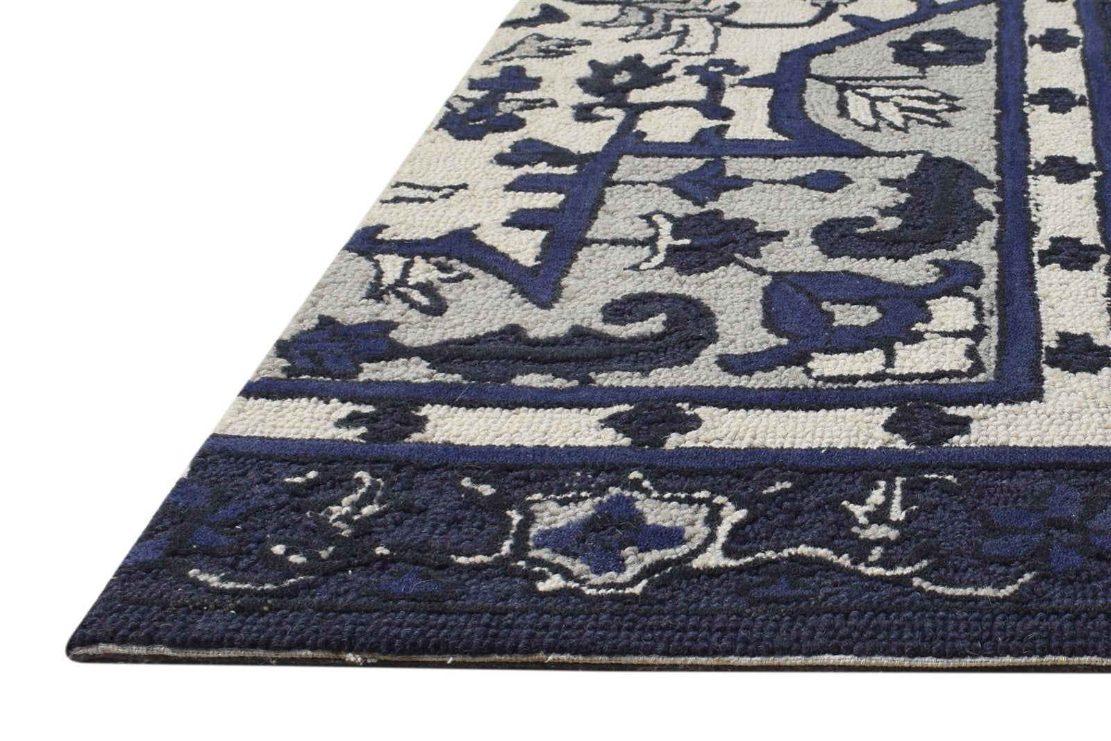 2' X 3' Rug Wool Grey Persian Hand Tufted Heriz-Indian Oriental Small Carpet 