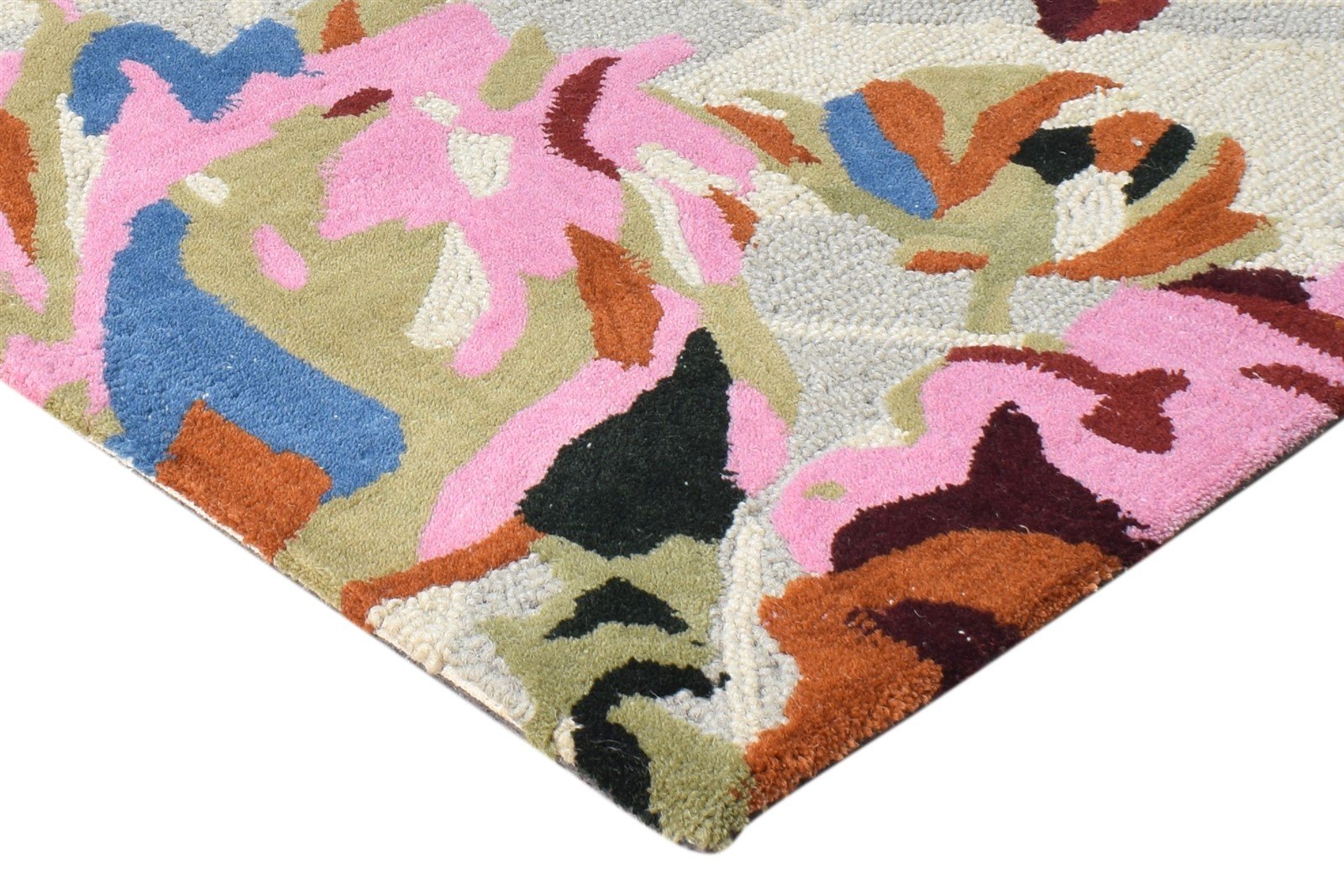 Hand Tufted Pink Wool Rug 2' X 3' Transitional European Floral Small Carpet 