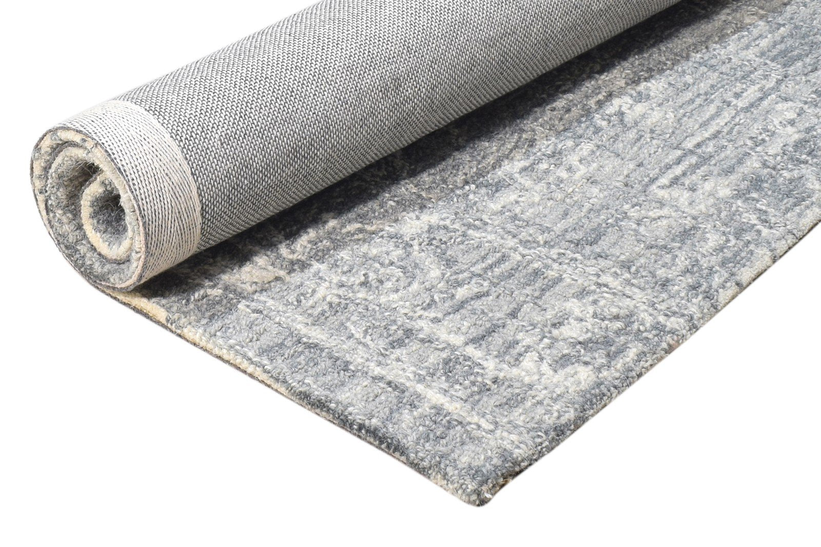 Wool Grey Rug 2' X 3' Modern Hand Tufted Scandinavian Nordic Small Carpet 