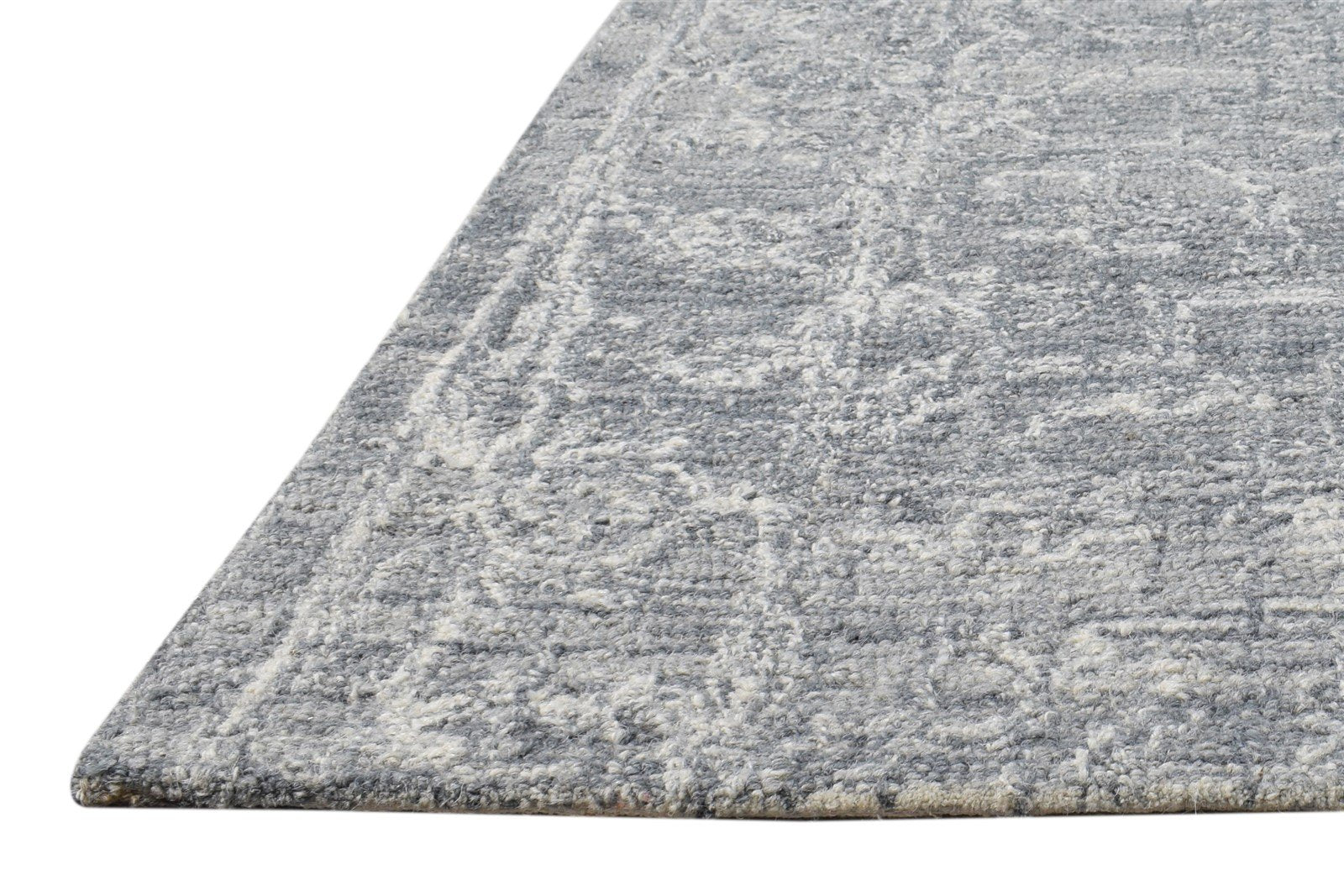 Wool Grey Rug 2' X 3' Modern Hand Tufted Scandinavian Nordic Small Carpet 