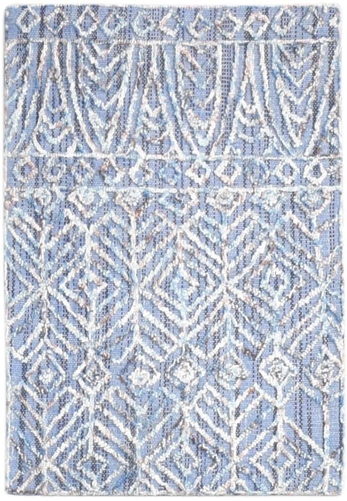 2' X 3' Rug Wool Blue Modern Hand Tufted Scandinavian Nordic Small Carpet 