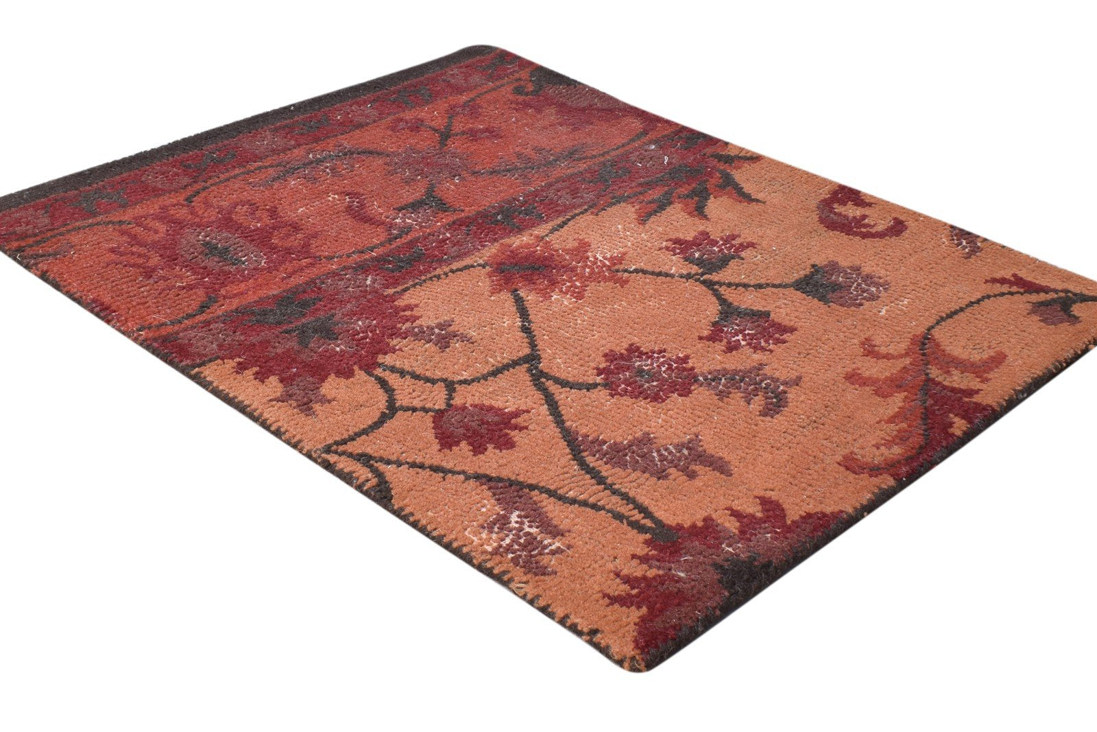 Hand Tufted Rust Wool Rug 2' X 3' Persian Oushak Oriental Small Carpet 