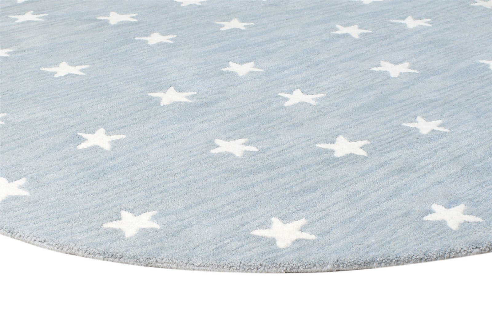 5' X 5' Rug Wool Blue Modern Hand Tufted American Stars Room Size Round 