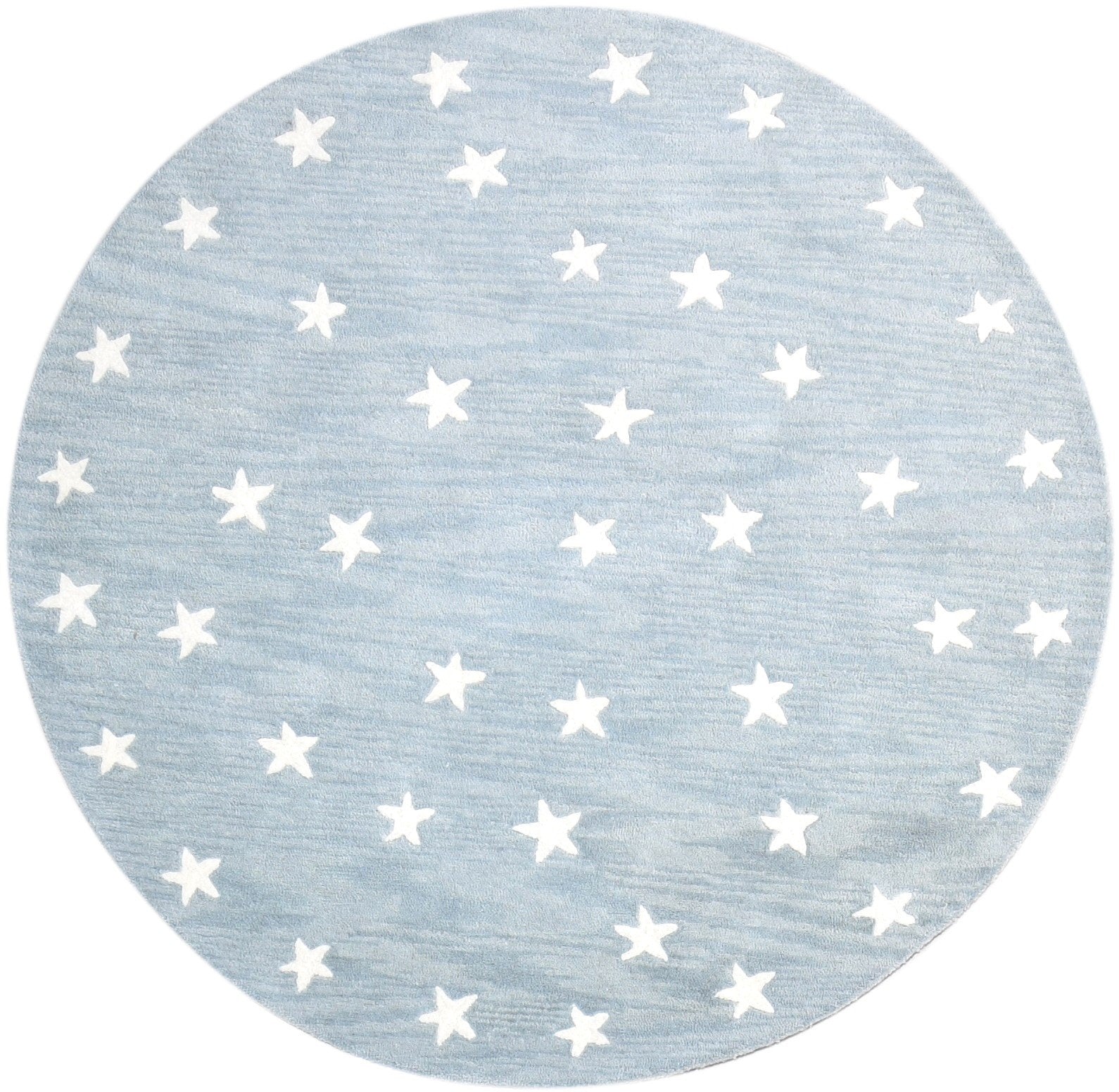 5' X 5' Rug Wool Blue Modern Hand Tufted American Stars Room Size Round 