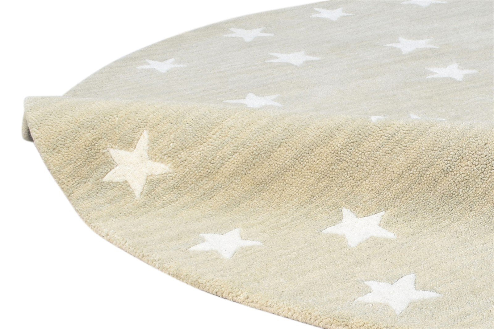 Hand Tufted Beige Wool Rug 5' X 5' Modern American Stars Room Size Round 