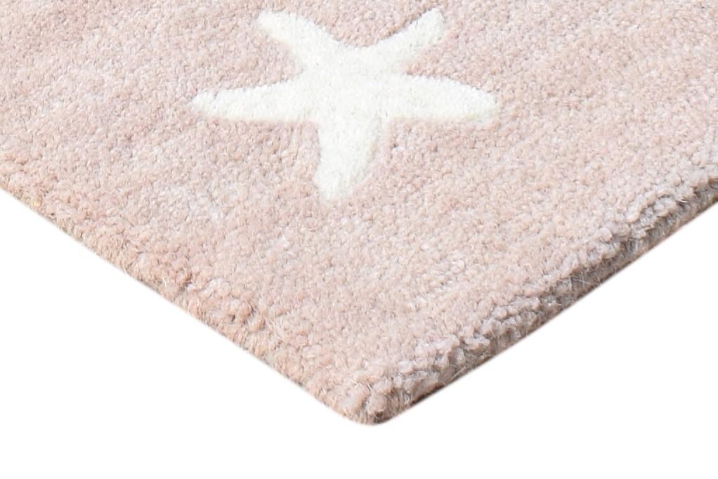 Pink Wool Rug 5' X 8' Modern Hand Tufted American Stars Room Size Carpet 