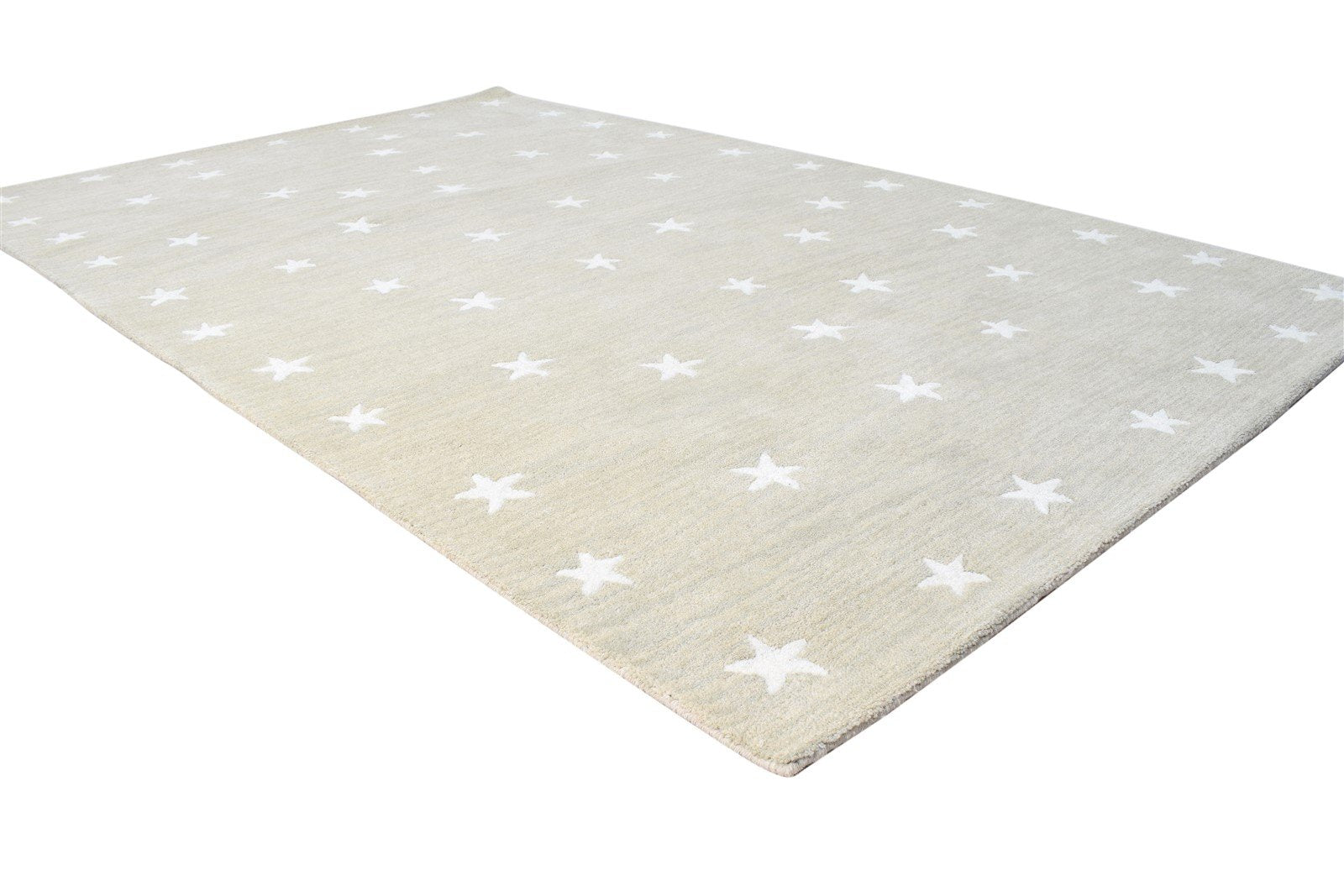 Wool Beige Rug 5' X 8' Modern Hand Tufted American Stars Room Size Carpet 