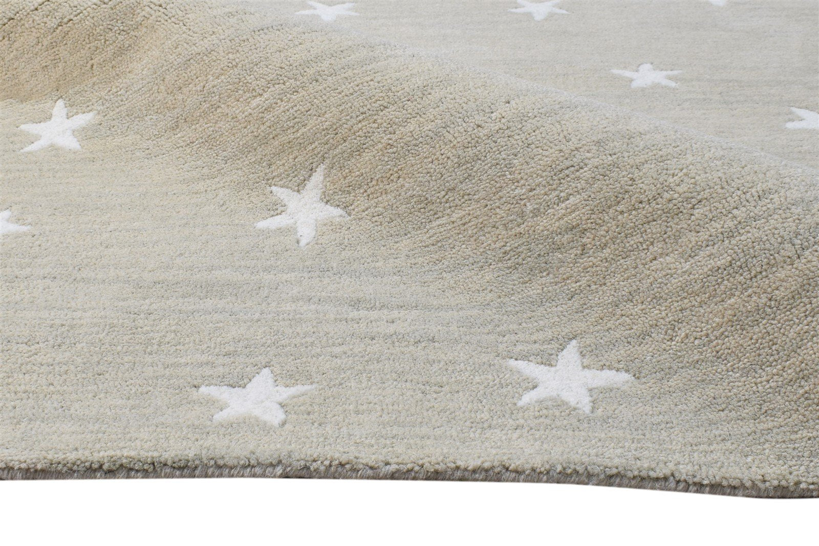 Wool Beige Rug 5' X 8' Modern Hand Tufted American Stars Room Size Carpet 