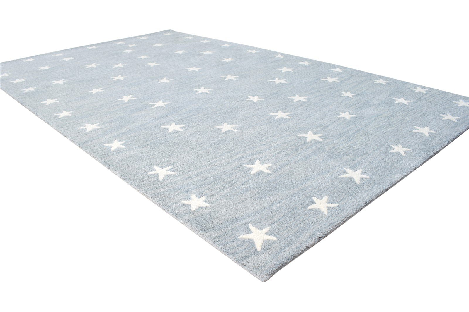 Hand Tufted Blue Wool Rug 5' X 8' Modern American Stars Room Size Carpet 